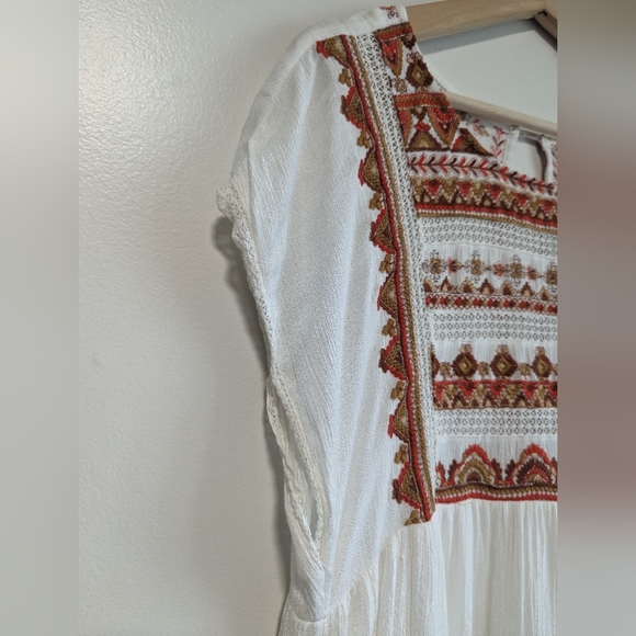White and Orange Embroidered Dress - Picture 10 of 14